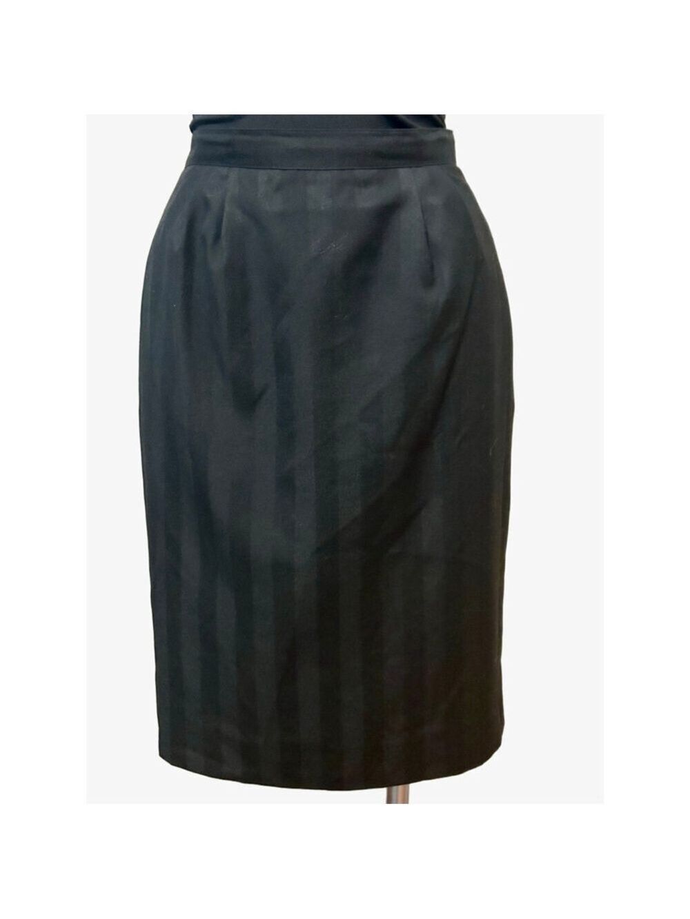 Vintage Glenbrooke Black Striped Pencil Skirt Size 8